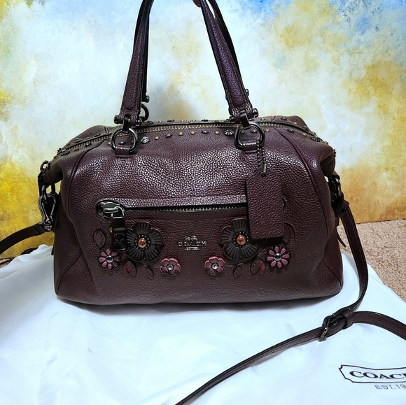 RARE Coach Willow Floral Detail Primrose Satchel, Color: Oxblood, Style 55518 - Picture 16 of 16